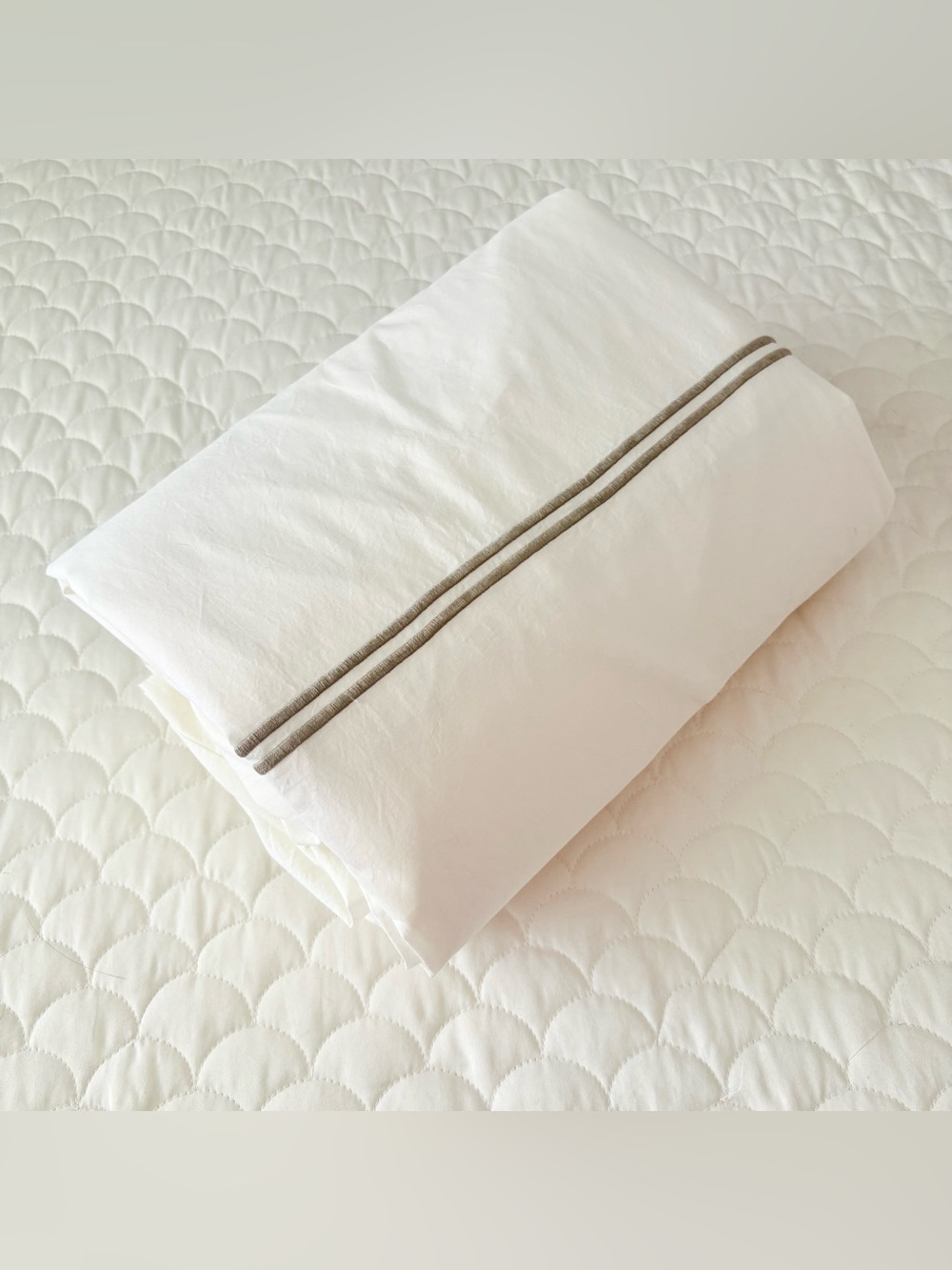 RH Restoration Hardware Italian Hotel Satin Stitch Duvet Cover CA King Graphite